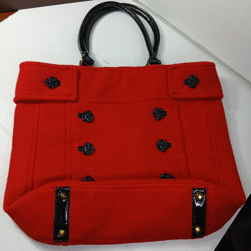 Braciano Red And Black Felt Tote with Black Details